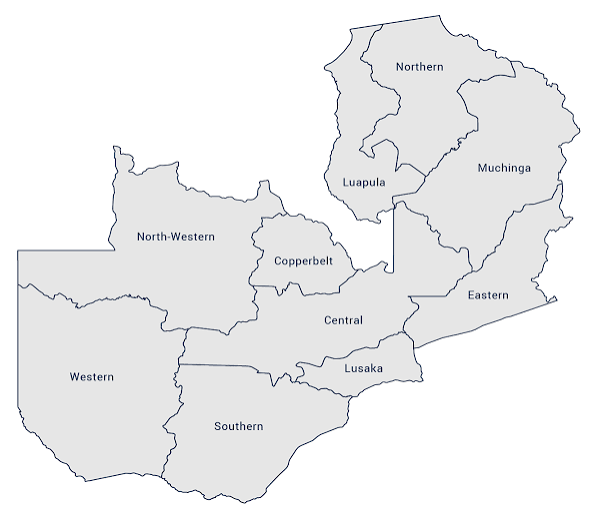 Zambia provinces map
